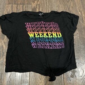 Designer Toddler Black Weekend Graphic T-Shirt with Tie size 2T